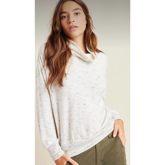 Anthropologie Darcy Cowl Neck Pullover Size XS heathered white/gray - Picture 1 of 9
